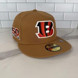 Cincinnati Bengals Hat Cap Fitted Mens 7 3/8 Brown NFL Football 59FIFTY New Era